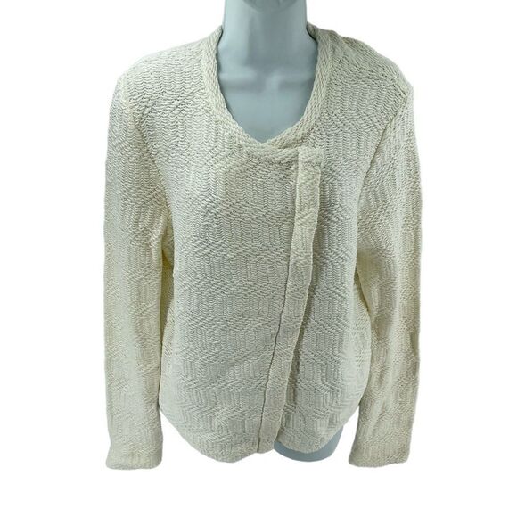 Loft cream jacket boho shacket chunky knit moto angle zip large - Picture 14 of 16